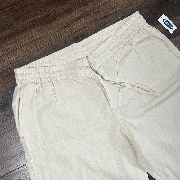 Old Navy NWT Size Medium Tall Beige Linen High-Waisted Wide Leg Pant 33.5 Inseam - Picture 4 of 6